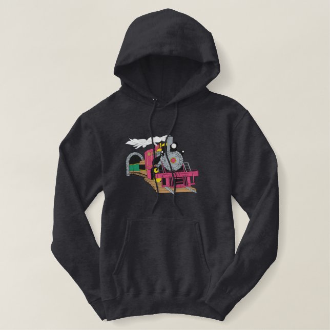 Train Scene Embroidered Hoodie (Design Front)