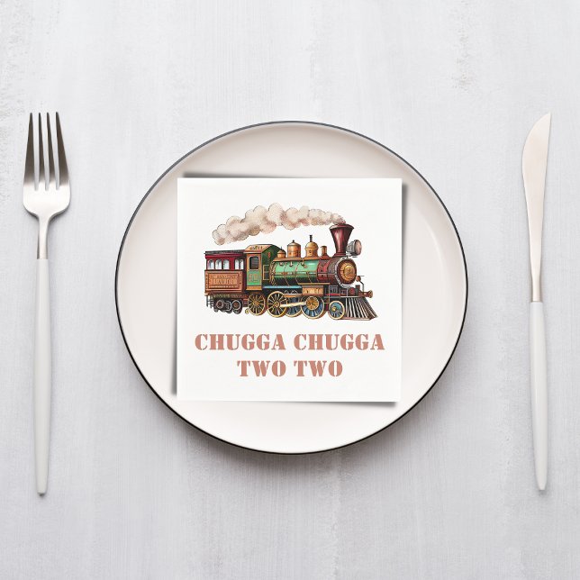 Train Second 2nd Birthday Party Chugga Chugga Two  Napkins (Creator Uploaded)