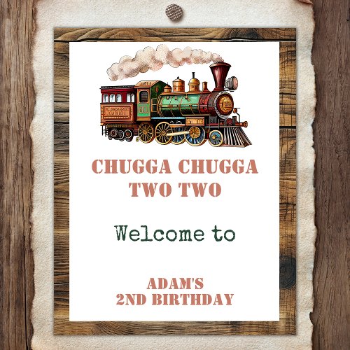 Train Second 2nd Birthday Party Chugga Chugga Two  Poster