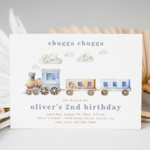 Train Second Birthday Invitation   Train Birthday