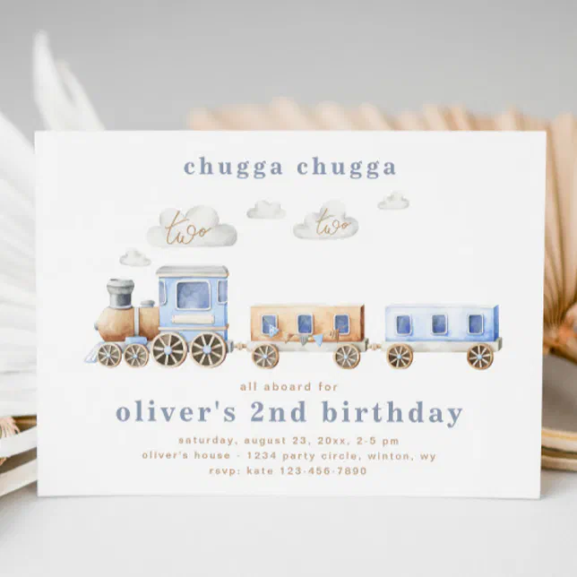 Two Train Invitation Train Second Birthday Invitation | Train Birthday | Zazzle