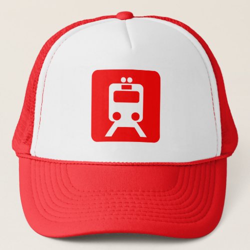 Train Sign _ Red Trucker Hat