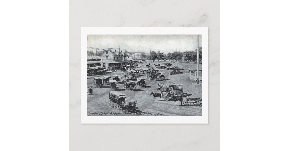 Train Station, Asbury Park, New Jersey Vintage Postcard | Zazzle