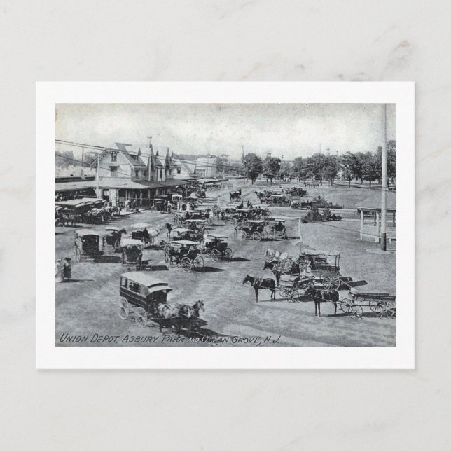 Train Station, Asbury Park, New Jersey Vintage Postcard (Front)