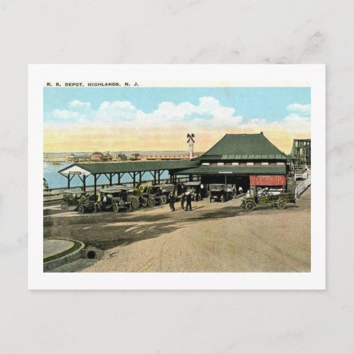 Train Station Atlantic Highlands NJ Vintage Postcard