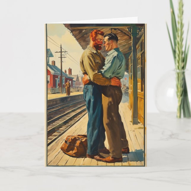 Train Station Embrace Card (Front)