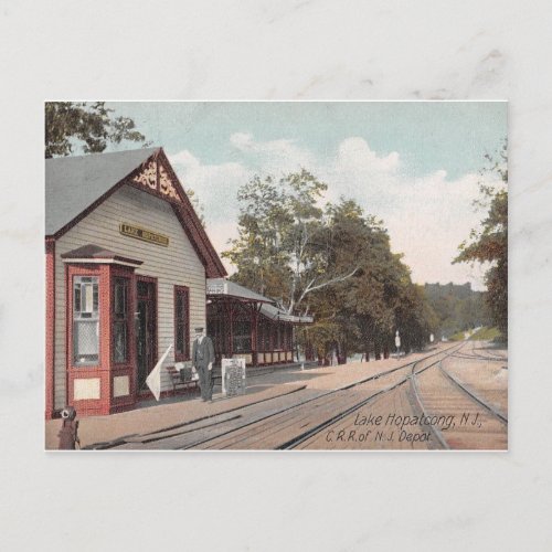 Train Station Lake Hopatcong New Jersey Vintage Postcard
