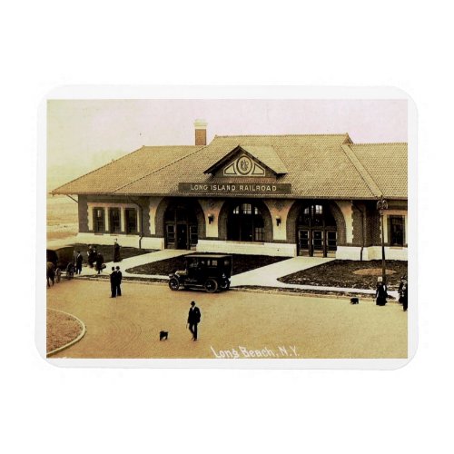 Train Station Long Beach Long Island NY Vintage Magnet
