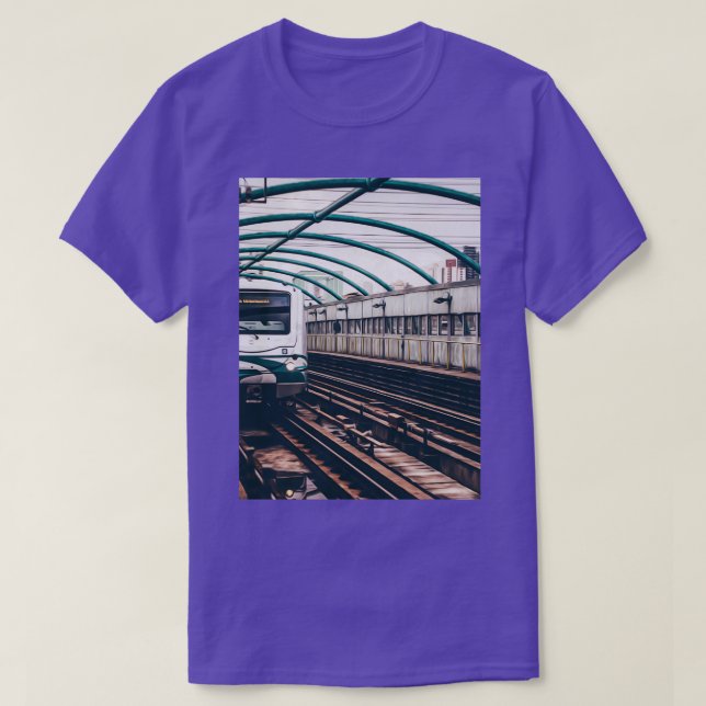 Train Station Metro Railroad Railway Tracks T-Shirt (Design Front)