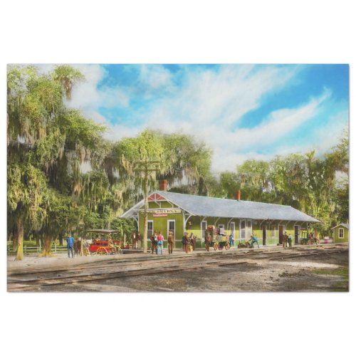 Train Station _ New Smyrna Train Station 1904 Tissue Paper