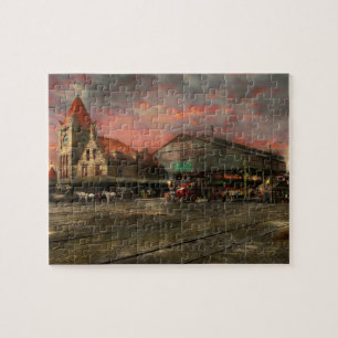 Train Station - NY Central Railroad depot 1905 Jigsaw Puzzle