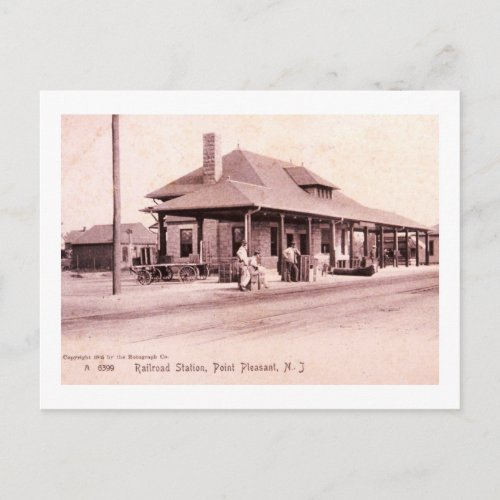 Train Station Point Pleasant New Jersey Vintage Postcard