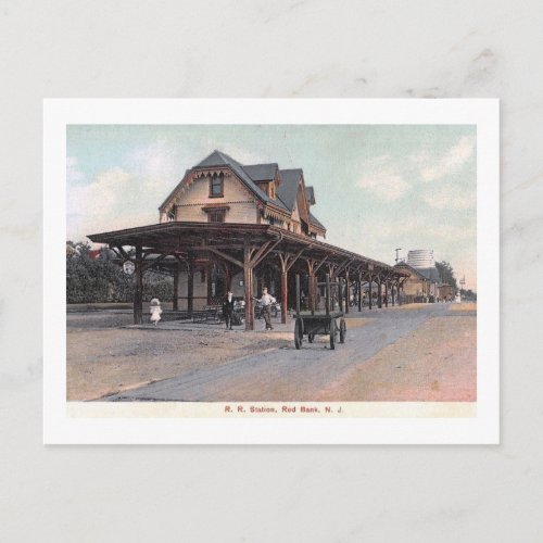Train Station Red Bank NJ 1908 Vintage Postcard