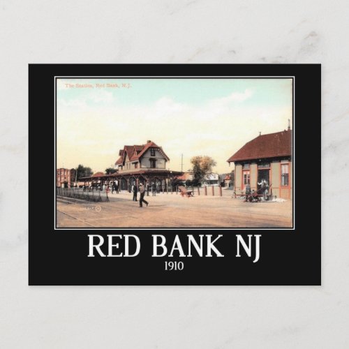 Train Station Red Bank NJ Vintage Postcard