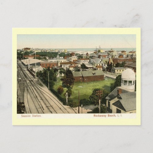 Train Station Rockaway Beach New York Vintage Postcard