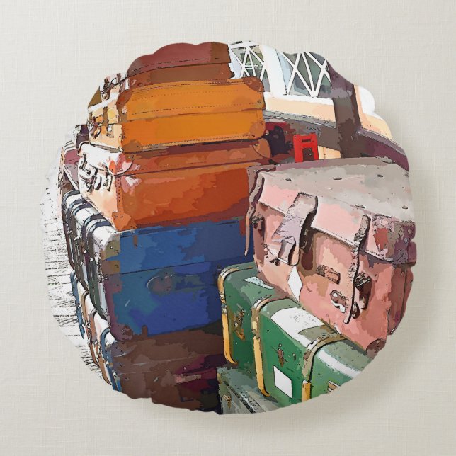 TRAIN STATIONS ROUND PILLOW (Front)