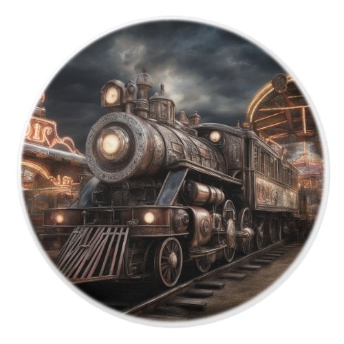 Train Steam Engine Locomotive Ceramic Knob