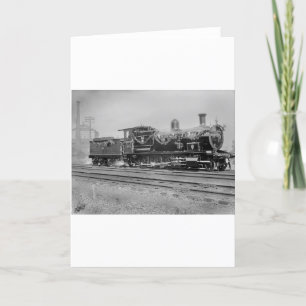 train steam locomotive engine old railway railroad letterpress thank you card