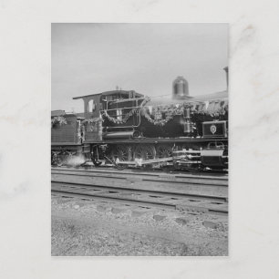 train steam locomotive engine old railway railroad postcard