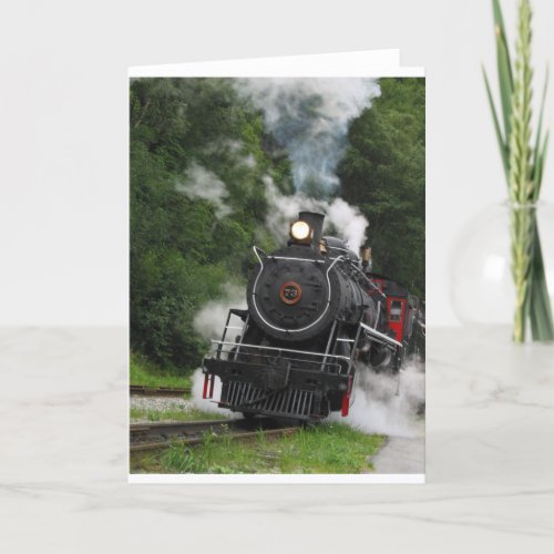 train steam rail railway station engine rails art card