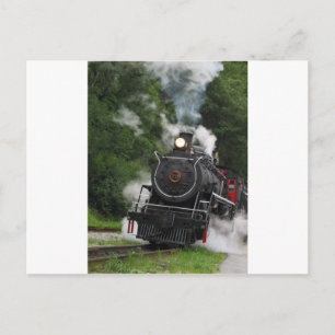 train steam rail railway station engine rails art postcard