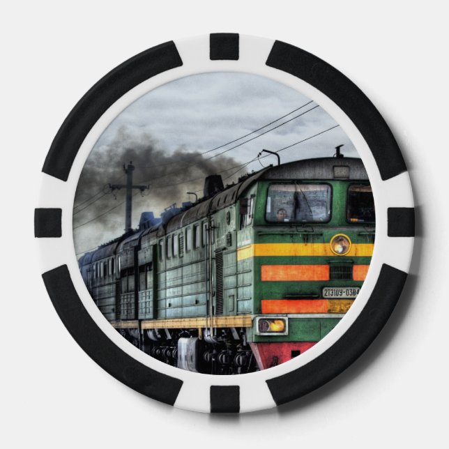 Train Steam Railroad Steampunk Engine Destiny Poker Chips (Front)