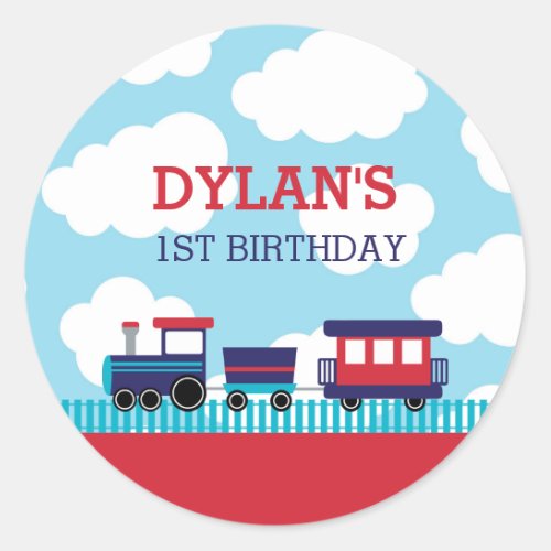 Train Stickers Birthday Party Favors Navy  Red