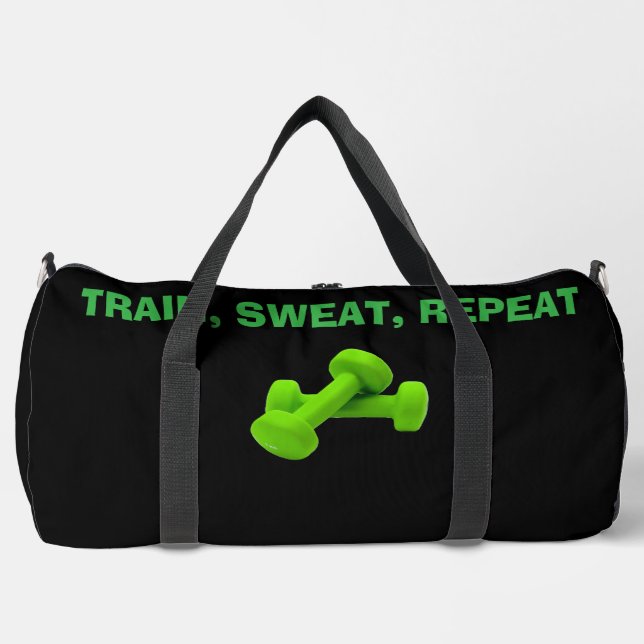 Train Sweat Repeat – Motivational Gym Bag (Front)