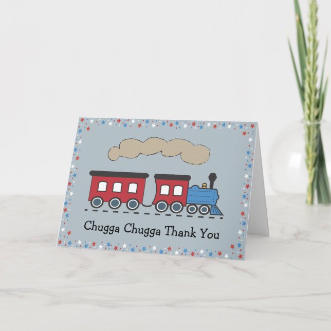 Train Thank You Card - Red, White & Blue (Front)