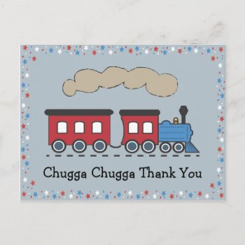 Train Thank You Postcard - Red  White & Blue by cbendel at Zazzle