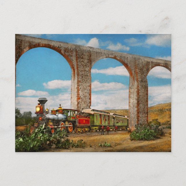Train - The Aqueduct of Santiago de Querétaro 1885 Postcard (Front)