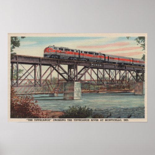 Train_The Tippecanoe  Crossing Tippecanoe River Poster
