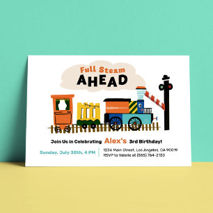 Train Theme Birthday Party Invitations