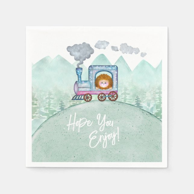 Train Theme Birthday Party Napkins (Front)