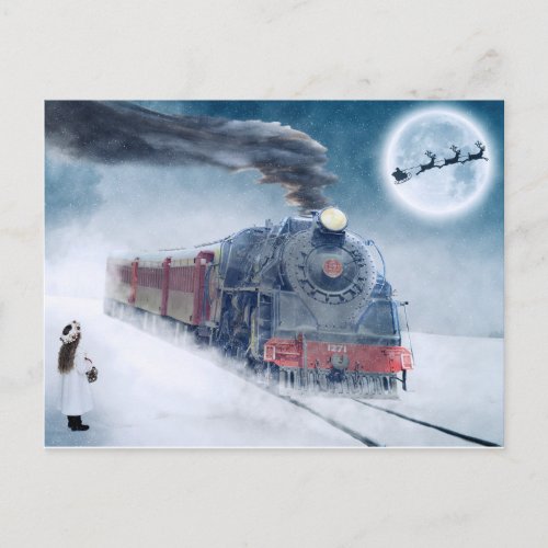 Train Theme Christmas Postcard