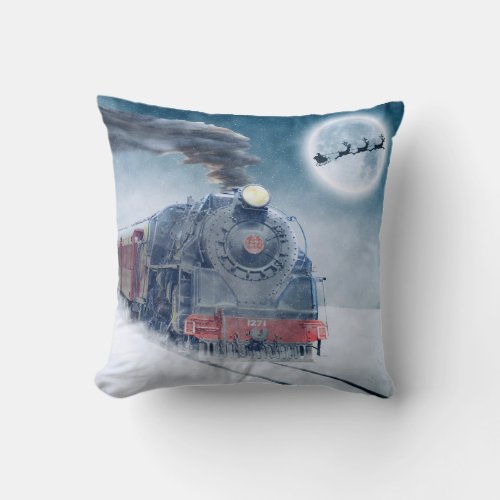 Train Theme Christmas Throw Pillow Decor