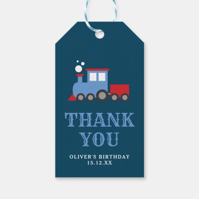 Train themed party birthday thank you tag (Front)