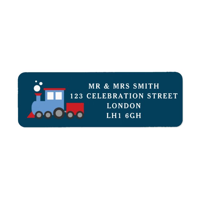 Train themed return address label (Front)