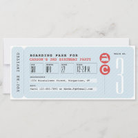 Train ticket birthday party invitation