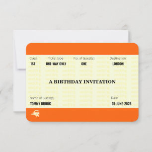 Train Ticket Inspired Birthday Invitation