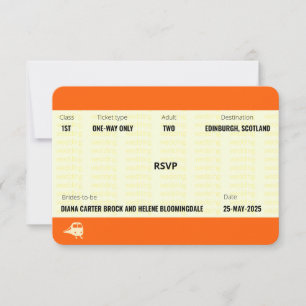 Train Ticket Inspired   LGBTQ+ Wedding RSVP Card