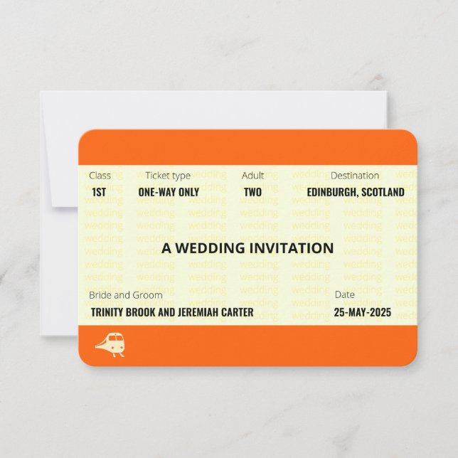 Train Ticket Inspired - RB02| Wedding Invitation (Front)