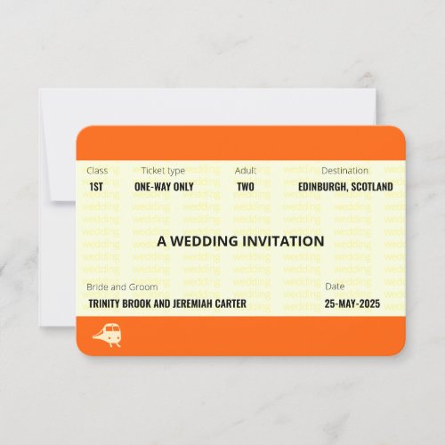 Train Ticket Inspired  Wedding Invitation