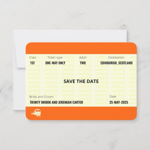 Train Ticket Inspired  Wedding Save the Date Invitation