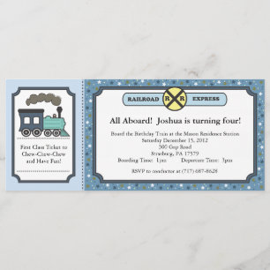 Train Ticket Invite - Blue