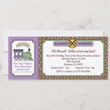 Train Ticket Invite - Purple & Brown
