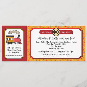 Train Ticket Invite - Yellow & Red