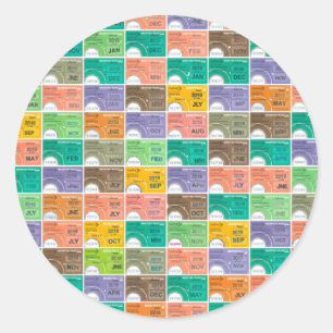 Train ticket montage classic round sticker