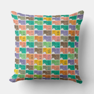 Train Ticket Montage Throw Pillow