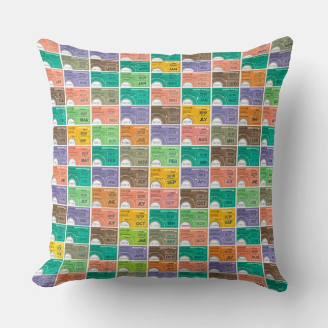 Train Ticket Montage Throw Pillow (Front)